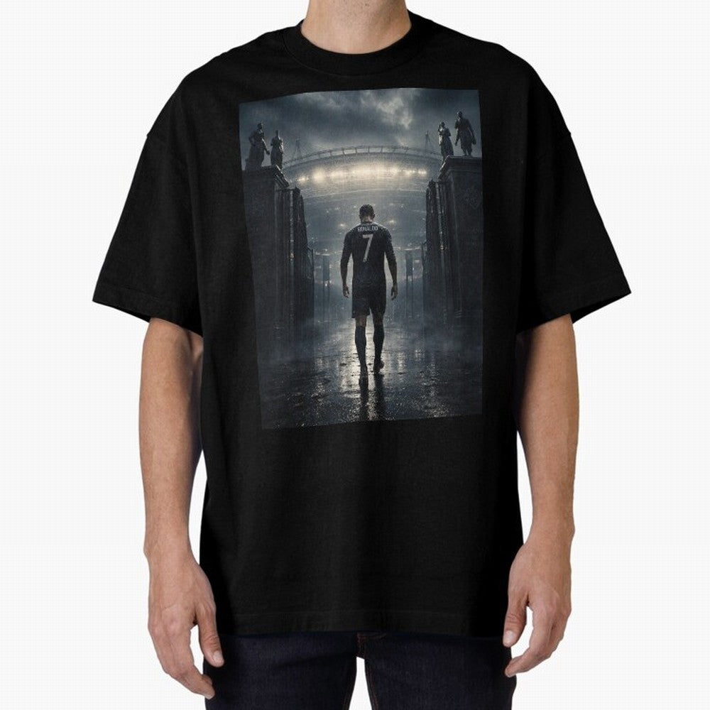 CR7 Entering a Stadium Legend Oversized T-Shirt Mark Match Day Hype around FIFA World Cup 2026, Messi, Neymar and Mbappe, France, Stadium Memories, Football Loyalty, International Chants and Championship Tradition; Perfect for Supporters Who Want