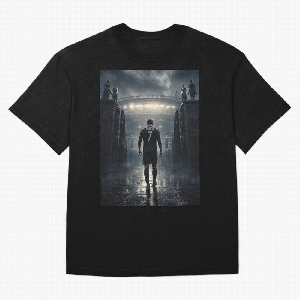 CR7 Entering a Stadium Legend Oversized T-Shirt Mark Match Day Hype around FIFA World Cup 2026, Messi, Neymar and Mbappe, France, Stadium Memories, Football Loyalty, International Chants and Championship Tradition; Perfect for Supporters Who Want