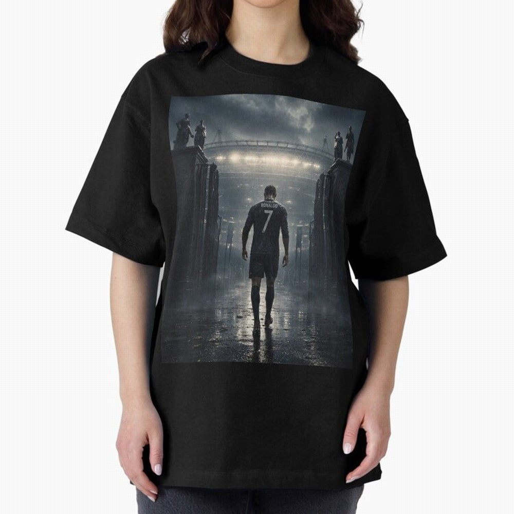 CR7 Entering a Stadium Legend Oversized T-Shirt Mark Match Day Hype around FIFA World Cup 2026, Messi, Neymar and Mbappe, France, Stadium Memories, Football Loyalty, International Chants and Championship Tradition; Perfect for Supporters Who Want