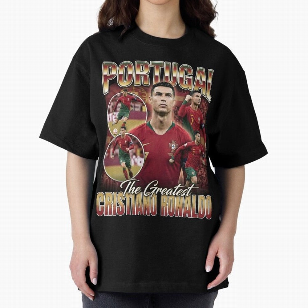 Cristiano Ronaldo Portugal Vintage Oversized T-Shirt Support Iconic Players in FIFA World Cup 2026 Made for CR7 and Messi, Argentina, France and Brazil Energy, Football History, Final Match Energy, Crowd Noise and Once in a Lifetime Moments; Great