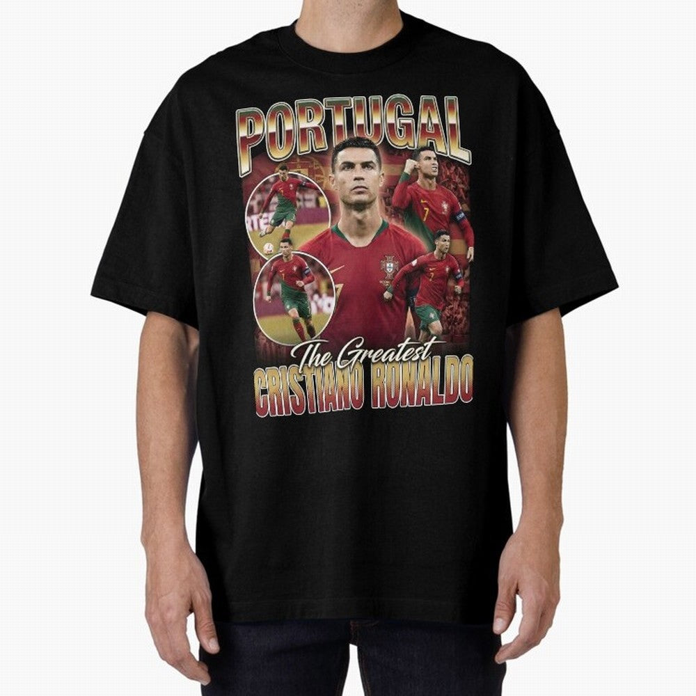 Cristiano Ronaldo Portugal Vintage Oversized T-Shirt Support Iconic Players in FIFA World Cup 2026 Made for CR7 and Messi, Argentina, France and Brazil Energy, Football History, Final Match Energy, Crowd Noise and Once in a Lifetime Moments; Great