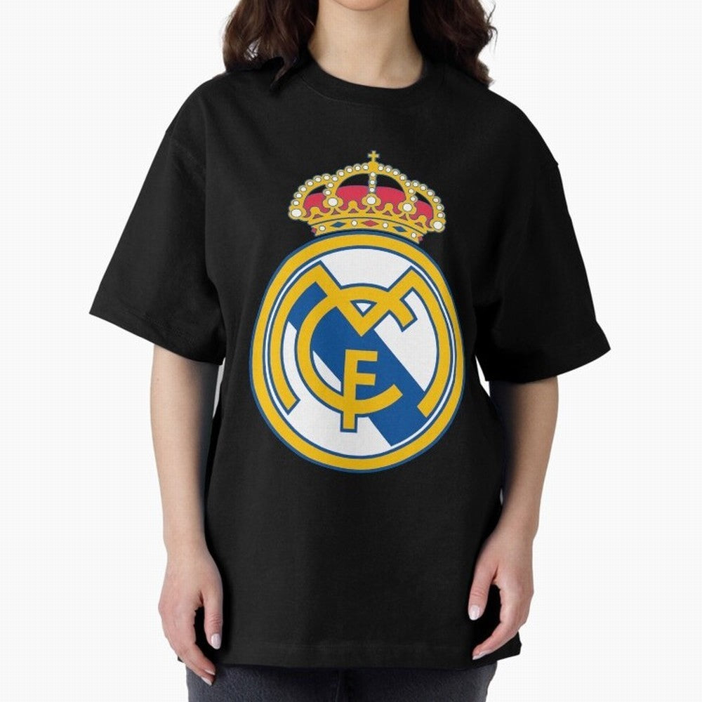 The Madrid CF Logo Oversized T-Shirt Support Iconic Players in FIFA World Cup 2026 Group Stage Connected to Messi, CR7 and Mbappe, Portugal Energy, Football Passion, Legendary Performances, Festival Vibes and Supporter Community; Made for Die Hard