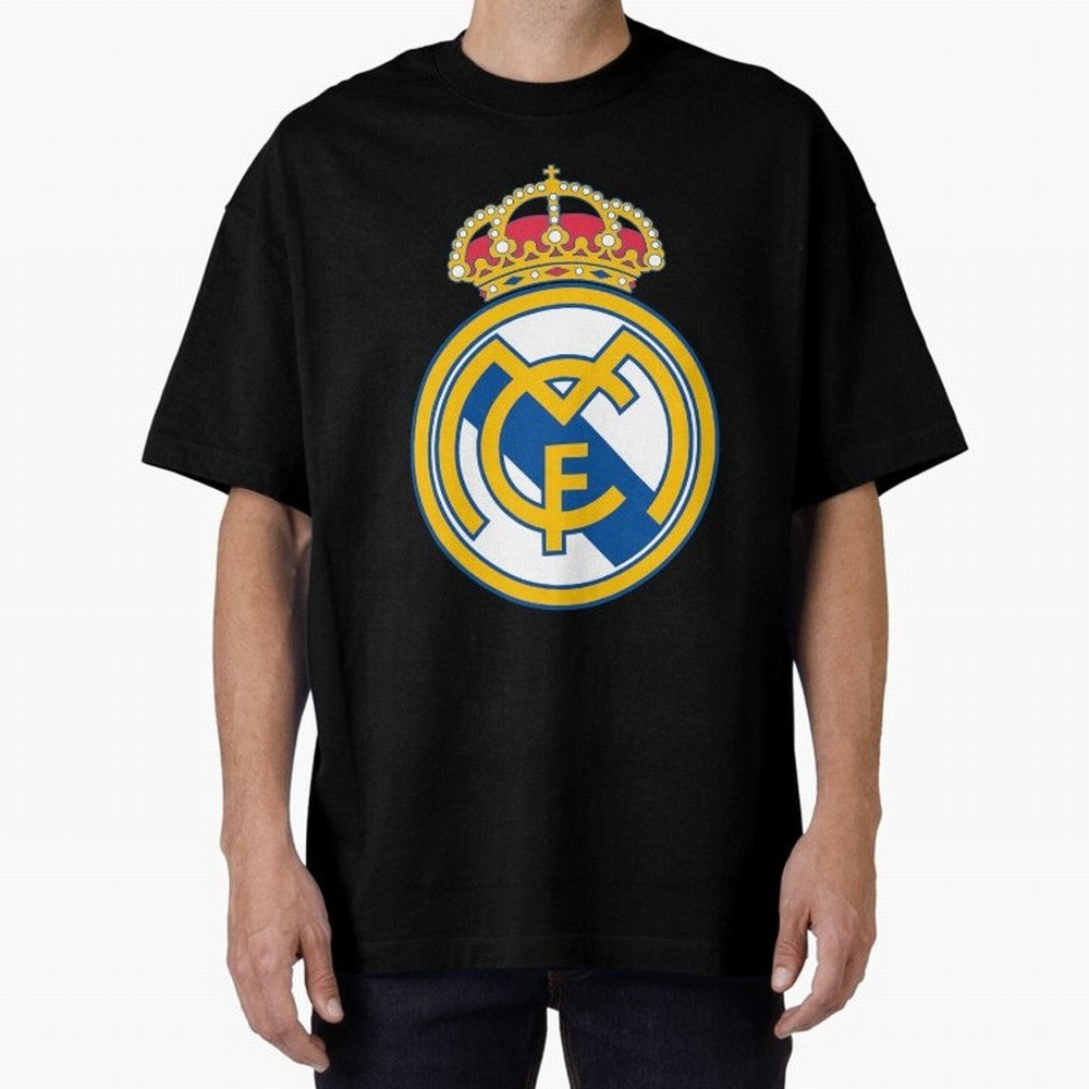 The Madrid CF Logo Oversized T-Shirt Support Iconic Players in FIFA World Cup 2026 Group Stage Connected to Messi, CR7 and Mbappe, Portugal Energy, Football Passion, Legendary Performances, Festival Vibes and Supporter Community; Made for Die Hard