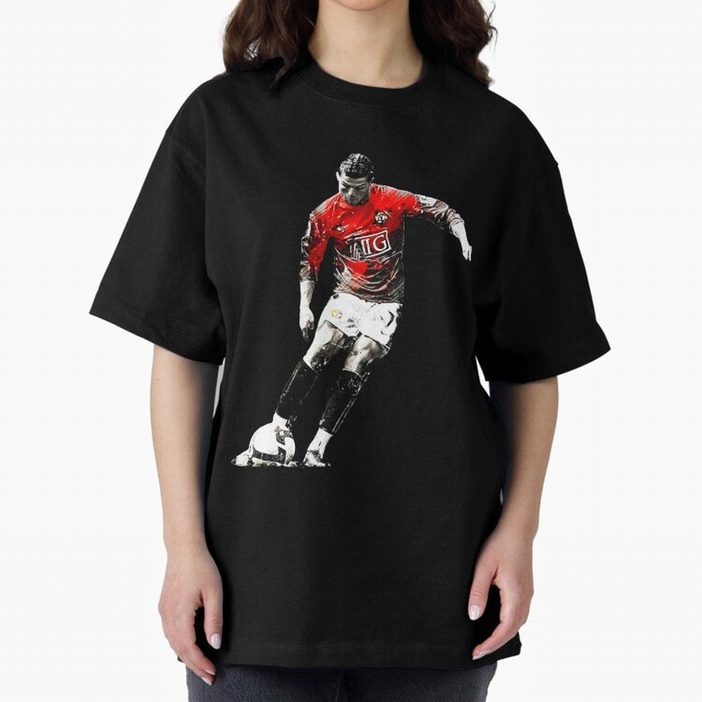 Cristiano Ronaldo Manchester 2008 Oversized T-Shirt Stand with Match Day Hype around FIFA World Cup 2026, Messi and Cristiano Ronaldo, Netherlands, Match Day Excitement, Supporter Culture, Golden Goals and Global Football Passion; Perfect for