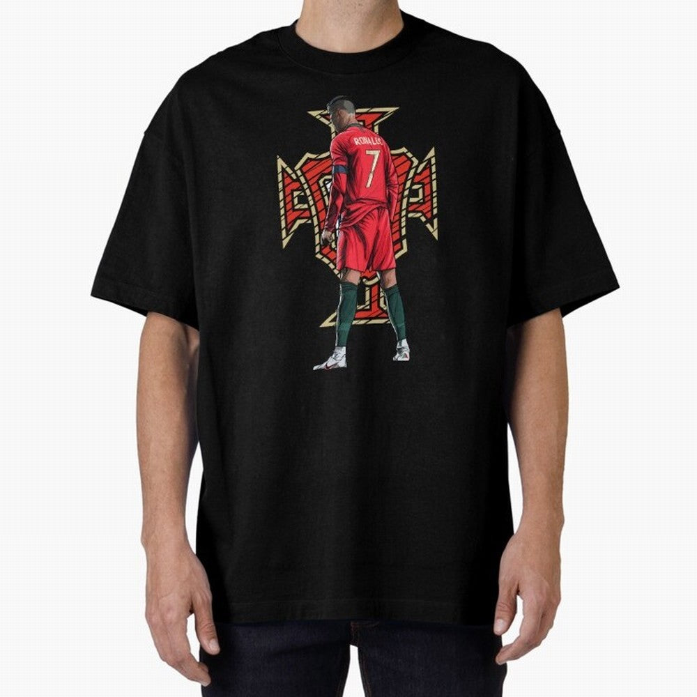 Cristiano Ronaldo Portugal Logo Oversized T-Shirt Show Your Love for the FIFA World Cup 2026 USA Canada Mexico Journey through Messi Highlights, England Pride, Classic Soccer Heritage, Championship Pressure, Fan Loyalty and International Pride;