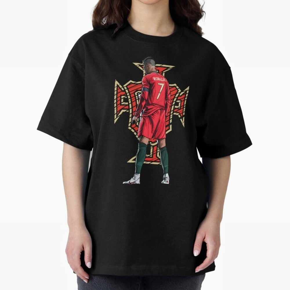 Cristiano Ronaldo Portugal Logo Oversized T-Shirt Show Your Love for the FIFA World Cup 2026 USA Canada Mexico Journey through Messi Highlights, England Pride, Classic Soccer Heritage, Championship Pressure, Fan Loyalty and International Pride;