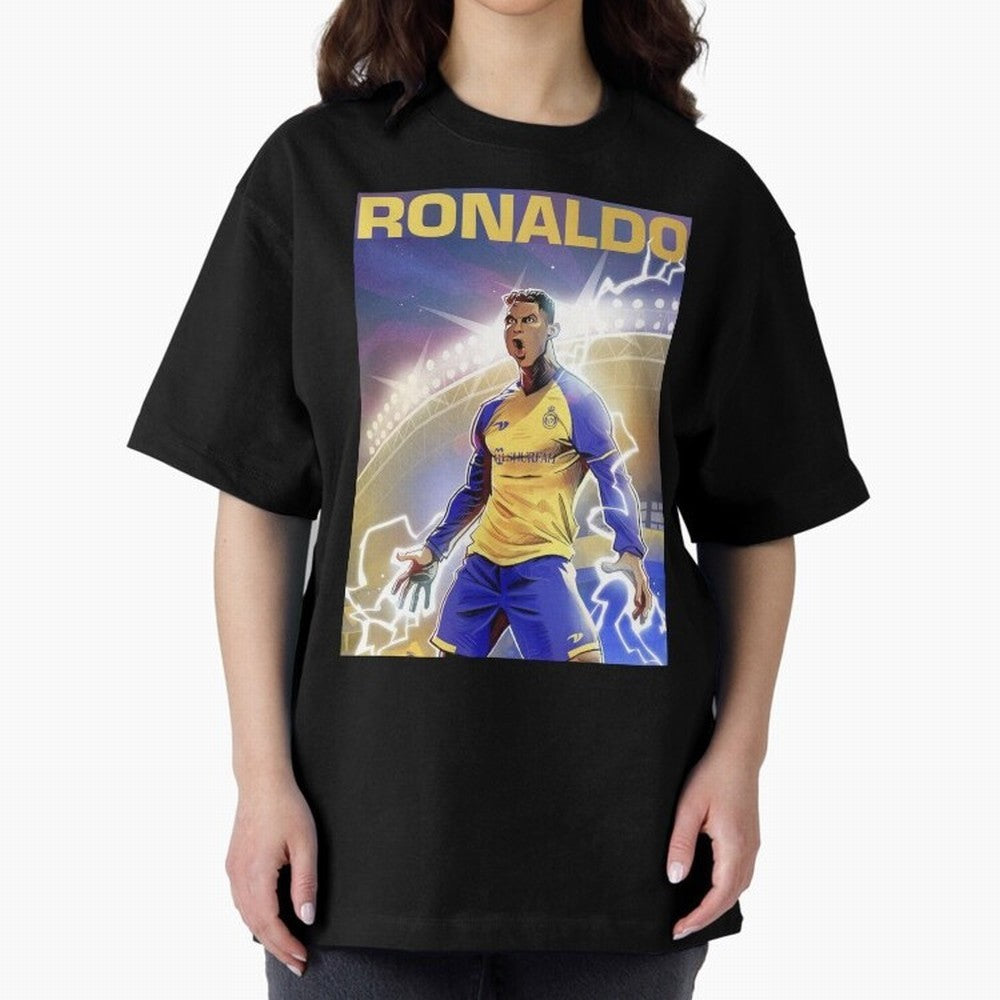 Ronaldo Al-Nassr Football Club - Oversized T-Shirt Celebrate Global Passion for Global Football Passion for FIFA World Cup 2026 USA Canada Mexico, with Haaland, Spain, Football Festival Excitement, Trophy Ambitions, Country Rivalries and Star