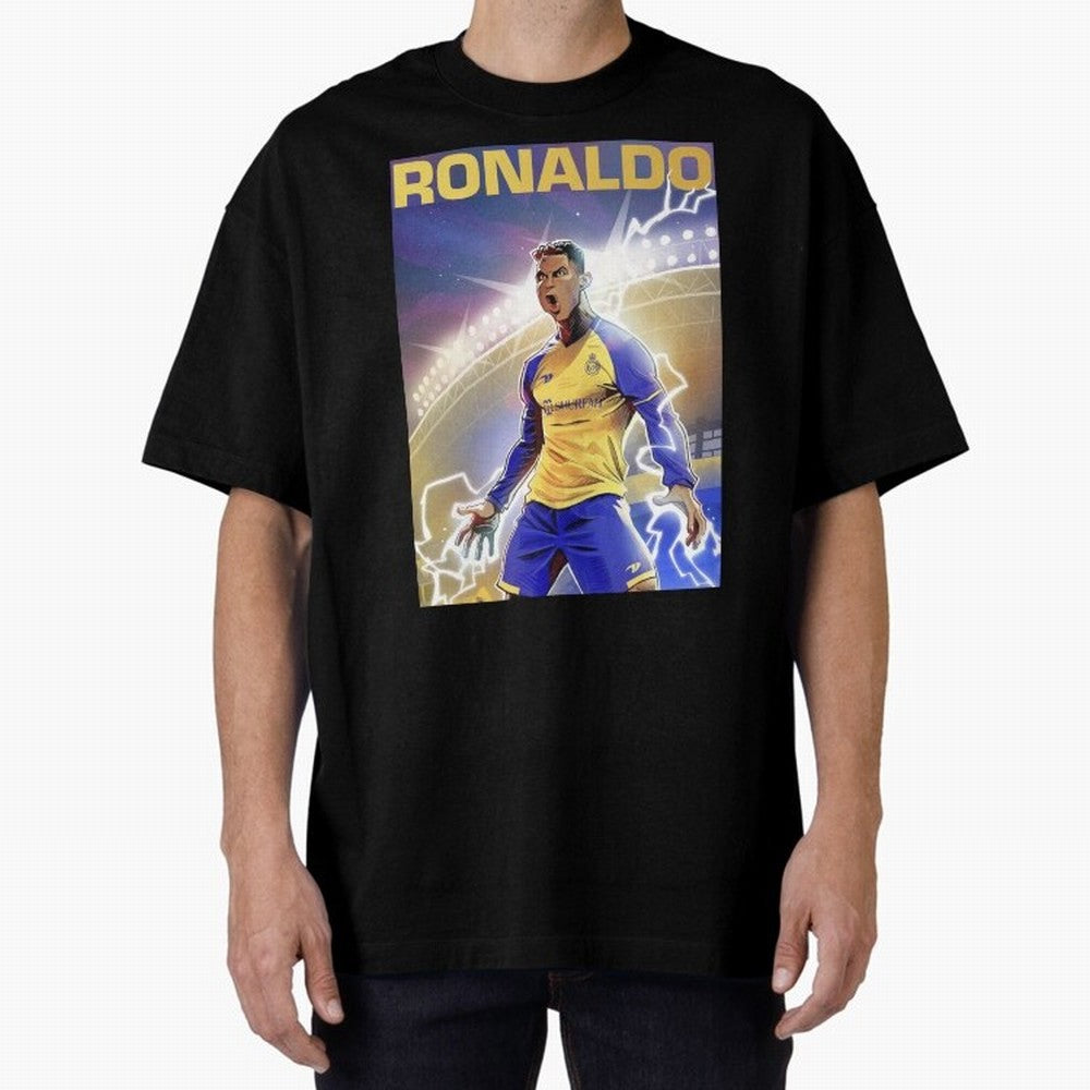 Ronaldo Al-Nassr Football Club - Oversized T-Shirt Celebrate Global Passion for Global Football Passion for FIFA World Cup 2026 USA Canada Mexico, with Haaland, Spain, Football Festival Excitement, Trophy Ambitions, Country Rivalries and Star