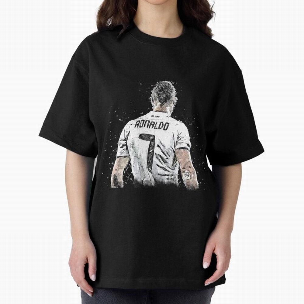 Cristiano ronaldo back Oversized T-Shirt Bring Retro Soccer Energy to the FIFA World Cup 2026 USA Canada Mexico Journey through CR7 and Messi Highlights, England, France and Netherlands Pride, Global Supporter Spirit, Legendary Goals, National