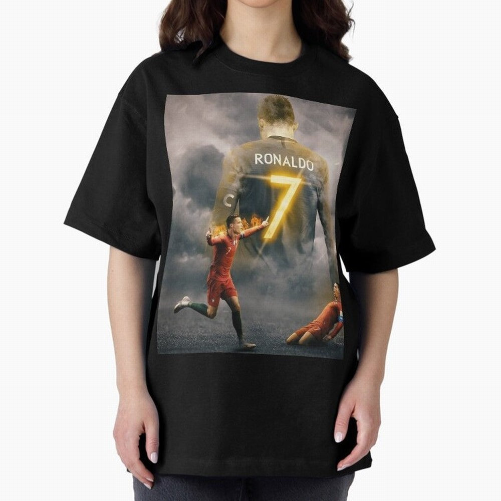 Aesthetic ronaldo poster Oversized T-Shirt Back Your Heroes with Match Day Hype around FIFA World Cup 2026, Messi, CR7 and Mbappe, Brazil, Portugal and Argentina, Stadium Memories, Football Loyalty, International Chants and Championship Tradition;