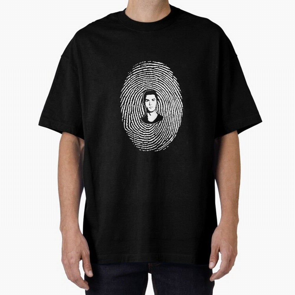 Cristiano Ronaldo fingerprint Oversized T-Shirt Keep the Match Day Mood of Global Football Passion for FIFA World Cup 2026 USA Canada Mexico, with Mbappe, France, Football Festival Excitement, Trophy Ambitions, Country Rivalries and Star Player