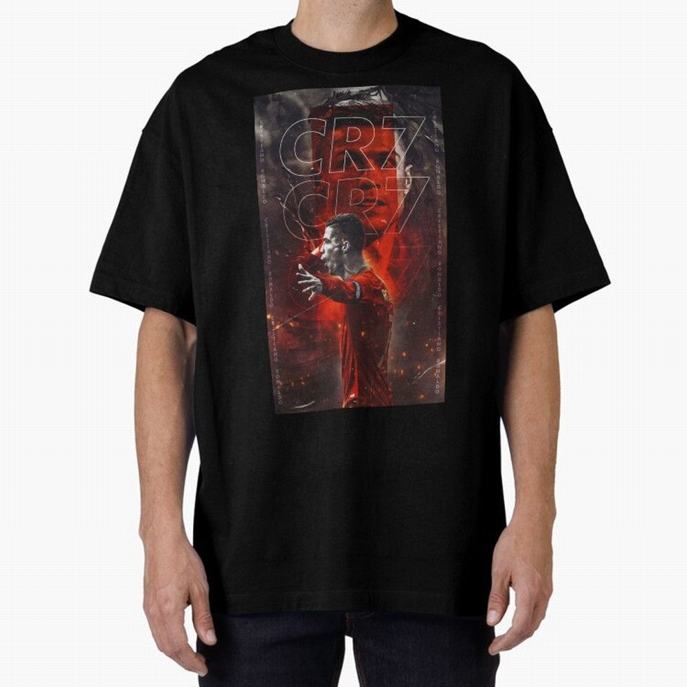 Cristiano Ronaldo Art Oversized T-Shirt Carry Global Football Passion for FIFA World Cup 2026, Celebrating CR7 and Messi, France and Portugal, Vintage Soccer Flavor, Modern Football Stars, National Flags and Final Night Emotion; Made for Die Hard