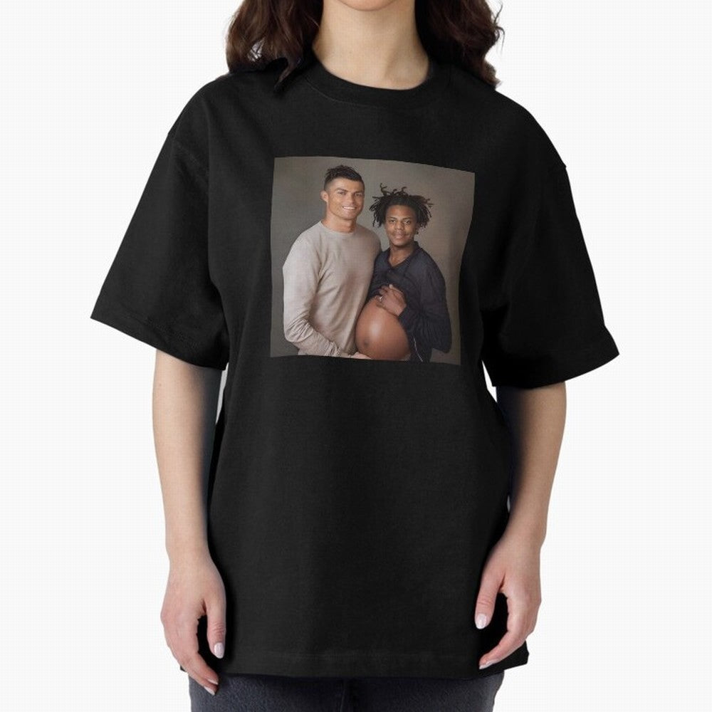 Cristiano Ronaldo and IShowSpeed pregnant. Oversized T-Shirt Show Support during Match Day Hype around FIFA World Cup 2026 USA Canada Mexico, Cristiano Ronaldo, Haaland and CR7, Brazil, Portugal and Argentina, Championship Spirit, Famous Goals,