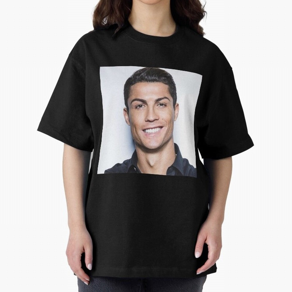 Cristiano Ronaldo Poster Oversized T-Shirt Support Your Favorite Stars during Global Football Passion for FIFA World Cup 2026 USA Canada Mexico, Driven by Haaland and Mbappe, England and Germany, Football History, Final Match Energy, Crowd Noise