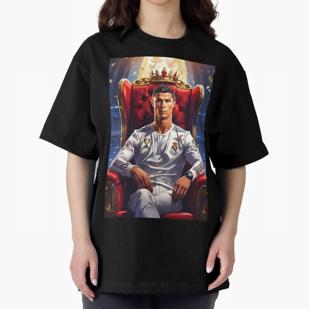 King Cristiano Ronaldo Oversized T-Shirt Celebrate the Biggest Stage of the FIFA World Cup 2026 Journey through Haaland and Mbappe Highlights, Portugal Pride, Goal Celebration Energy, Supporter Heritage, Football Icons and Worldwide Tournament Joy;