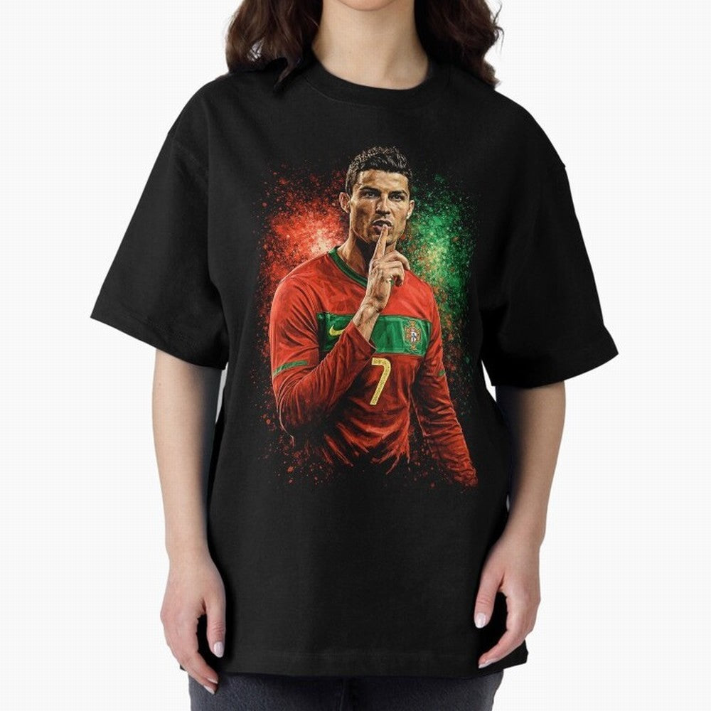 Cristiano Ronaldo Football Legend Oversized T-Shirt Live the Energy of Global Football Passion for FIFA World Cup 2026 USA Canada Mexico, Filled with CR7 and Messi, France and Portugal, Worldwide Fan Energy, Dramatic Goals, Stadium Lights and