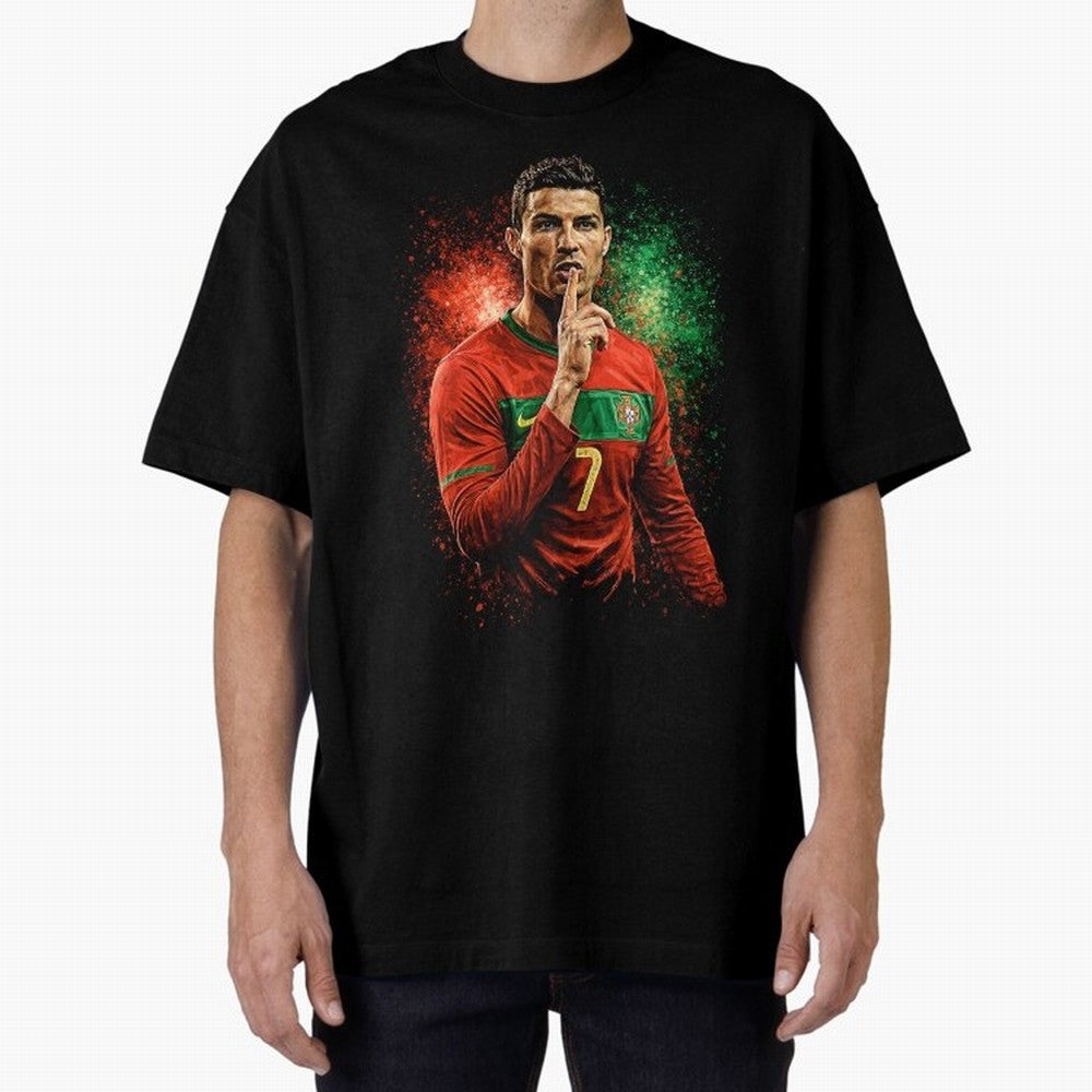Cristiano Ronaldo Football Legend Oversized T-Shirt Live the Energy of Global Football Passion for FIFA World Cup 2026 USA Canada Mexico, Filled with CR7 and Messi, France and Portugal, Worldwide Fan Energy, Dramatic Goals, Stadium Lights and