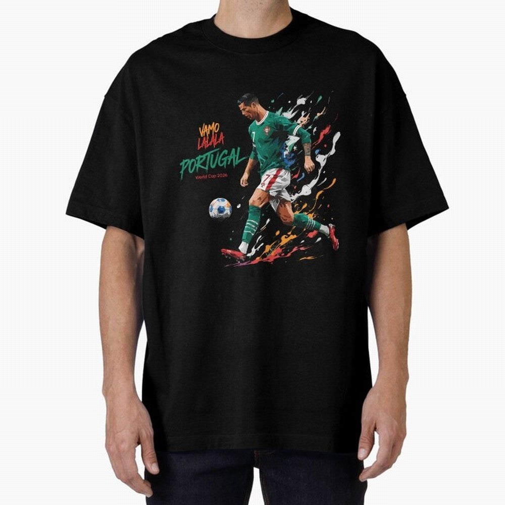 Portugal CR7 Fan World Cup 26 Oversized T-Shirt Celebrate Golden Goal Energy in Match Day Hype around FIFA World Cup 2026 USA Canada Mexico, Mbappe, England and Germany, Football Festival Excitement, Trophy Ambitions, Country Rivalries and Star
