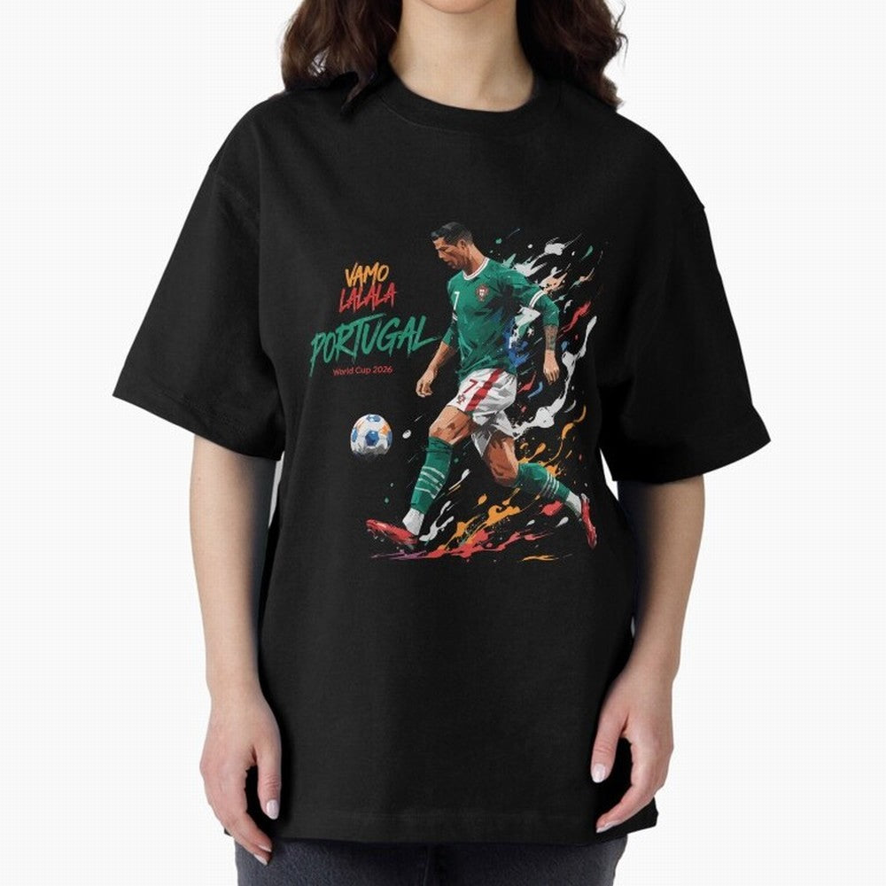 Portugal CR7 Fan World Cup 26 Oversized T-Shirt Celebrate Golden Goal Energy in Match Day Hype around FIFA World Cup 2026 USA Canada Mexico, Mbappe, England and Germany, Football Festival Excitement, Trophy Ambitions, Country Rivalries and Star