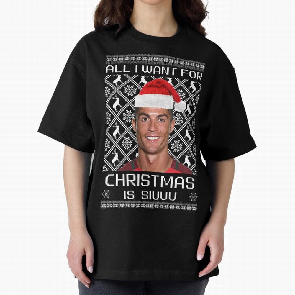 cristiano ronaldo siuuu christmas sweater Oversized T-Shirt Mark the FIFA World Cup 2026 Group Stage Journey through Mbappe Highlights, Brazil, Portugal and Argentina Pride, Fan Favorite Moments, National Team Passion, Big Match Drama and Soccer