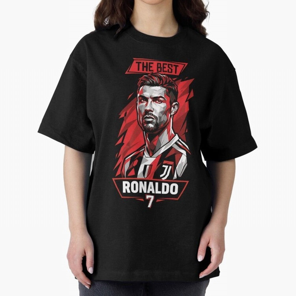 Cristiano Ronaldo CR7 Geometric Vector Portrait Oversized T-Shirt Join Supporters Worldwide for FIFA World Cup 2026 USA Canada Mexico Connected to Mbappe, England, France and Netherlands Energy, Football History, Final Match Energy, Crowd Noise and