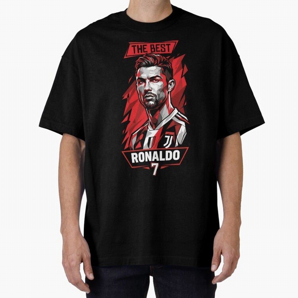 Cristiano Ronaldo CR7 Geometric Vector Portrait Oversized T-Shirt Join Supporters Worldwide for FIFA World Cup 2026 USA Canada Mexico Connected to Mbappe, England, France and Netherlands Energy, Football History, Final Match Energy, Crowd Noise and