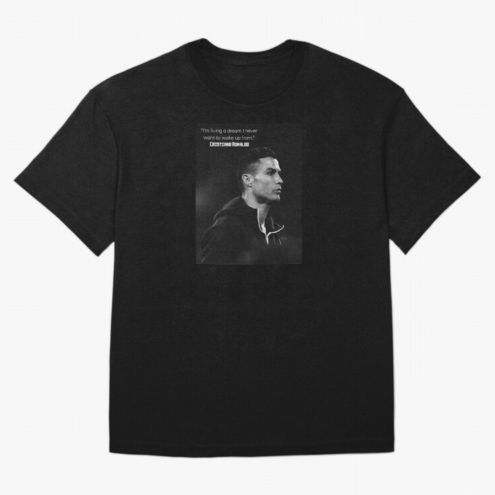Cristiano Ronaldo motivational quote Oversized T-Shirt Back the Journey through FIFA World Cup 2026 USA Canada Mexico for Fans of Messi and Portugal, Spain and Germany, Bringing Sports Nostalgia, International Competition, Famous Players and