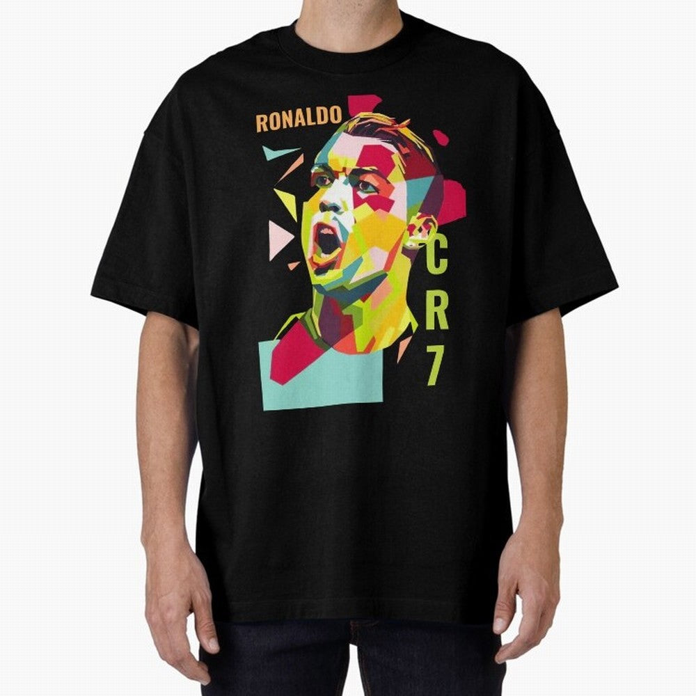 RONALDO CR7 Design Oversized T-Shirt Bring Trophy Dreams to Global Football Passion for FIFA World Cup 2026 Group Stage, Featuring Haaland and Mbappe, Argentina, France and Brazil, Worldwide Fan Energy, Dramatic Goals, Stadium Lights and
