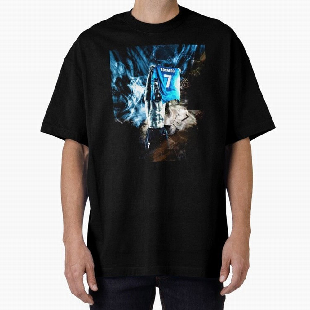 Cristiano Ronaldo Graphic Oversized T-Shirt Show Fan Pride Across FIFA World Cup 2026 Group Stage for Fans of Neymar, Haaland and Cristiano Ronaldo and Portugal, Spain and Germany, Bringing Football Festival Excitement, Trophy Ambitions, Country