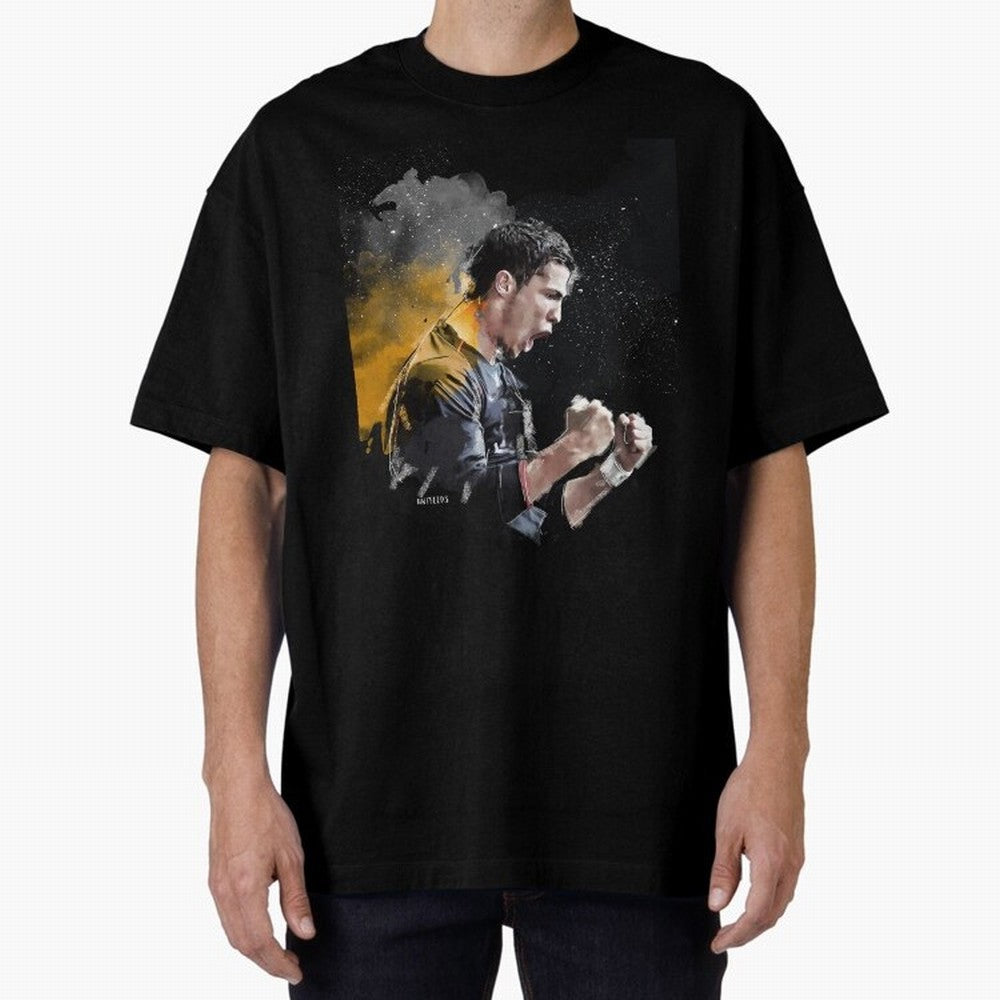 CRISTIANO RONALDO PAINTING Oversized T-Shirt Get Ready for Global Football Passion for FIFA World Cup 2026 USA Canada Mexico, Celebrating Neymar, Spain, Football Passion, Legendary Performances, Festival Vibes and Supporter Community; Great for