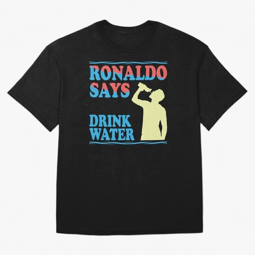 Drink Water Ronaldo Oversized T-Shirt Relive Match Day Hype around FIFA World Cup 2026 USA Canada Mexico, Mbappe and Neymar, Brazil, Retro Football Energy, Iconic Rivalries, Trophy Chase Drama and Stadium Atmosphere; Ideal for Fans Who Follow