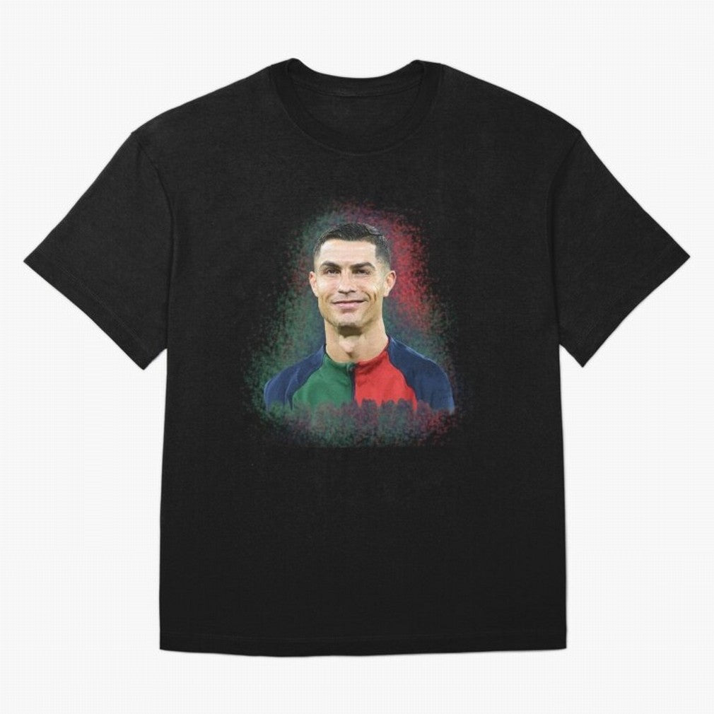 Cristiano Ronaldo digital art Oversized T-Shirt Celebrate Football Heritage in the FIFA World Cup 2026 Journey through Mbappe Highlights, Spain and Netherlands Pride, Football History, Final Match Energy, Crowd Noise and Once in a Lifetime Moments;