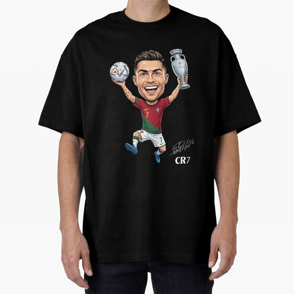 Cristiano Ronaldo Campion Oversized T-Shirt Turn Up for Match Day Hype around FIFA World Cup 2026, Haaland and Mbappe, Spain, Tournament Hype, Historic Matchups, Family Viewing Parties and Global Sports Pride; Created for Match Day Parties, Soccer