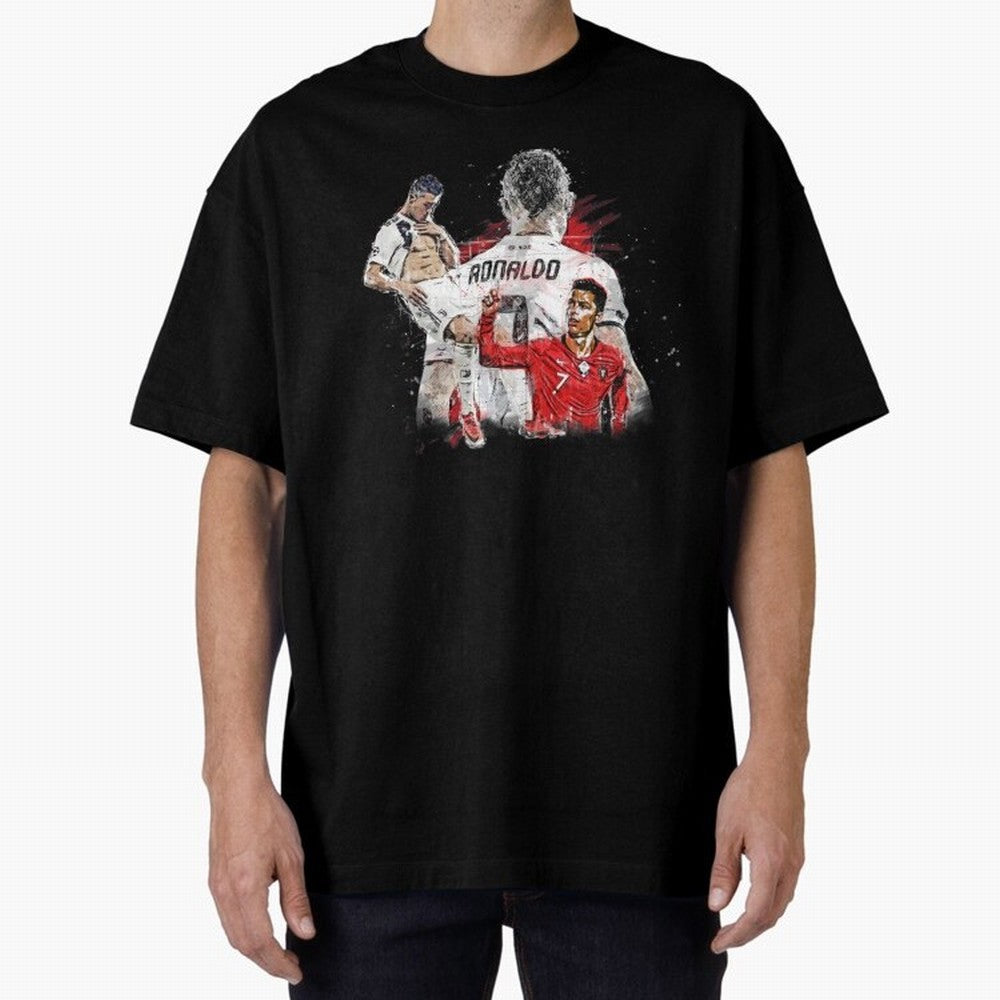 Cristiano Ronaldo Cristiano Ronaldo Oversized T-Shirt Feel Global Football Passion for FIFA World Cup 2026, Celebrating Messi, Neymar and Mbappe, Brazil, Match Day Excitement, Supporter Culture, Golden Goals and Global Football Passion; Built for
