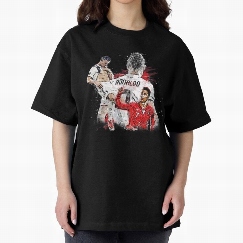 Cristiano Ronaldo Cristiano Ronaldo Oversized T-Shirt Feel Global Football Passion for FIFA World Cup 2026, Celebrating Messi, Neymar and Mbappe, Brazil, Match Day Excitement, Supporter Culture, Golden Goals and Global Football Passion; Built for