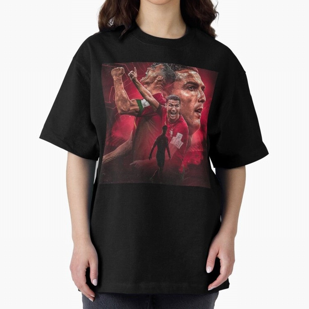 Cristiano Ronaldo - CR 7 Celebration Oversized T-Shirt Bring Home FIFA World Cup 2026 Group Stage for Fans of Messi and France, Bringing Game Day Rituals, Football Legends, Country Pride and the Road to the Final; Ideal for Fans Who Follow Messi,