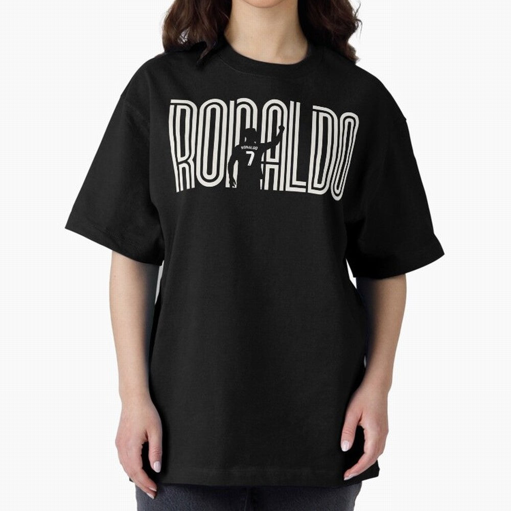 Fan Art - Cristiano Ronaldo (CR7) - Black Edition Oversized T-Shirt Fuel the Hype around FIFA World Cup 2026 USA Canada Mexico for Fans of Messi and England, Bringing Champion Mindset, Group Stage Buzz, Knockout Tension and Passionate Fan Culture;