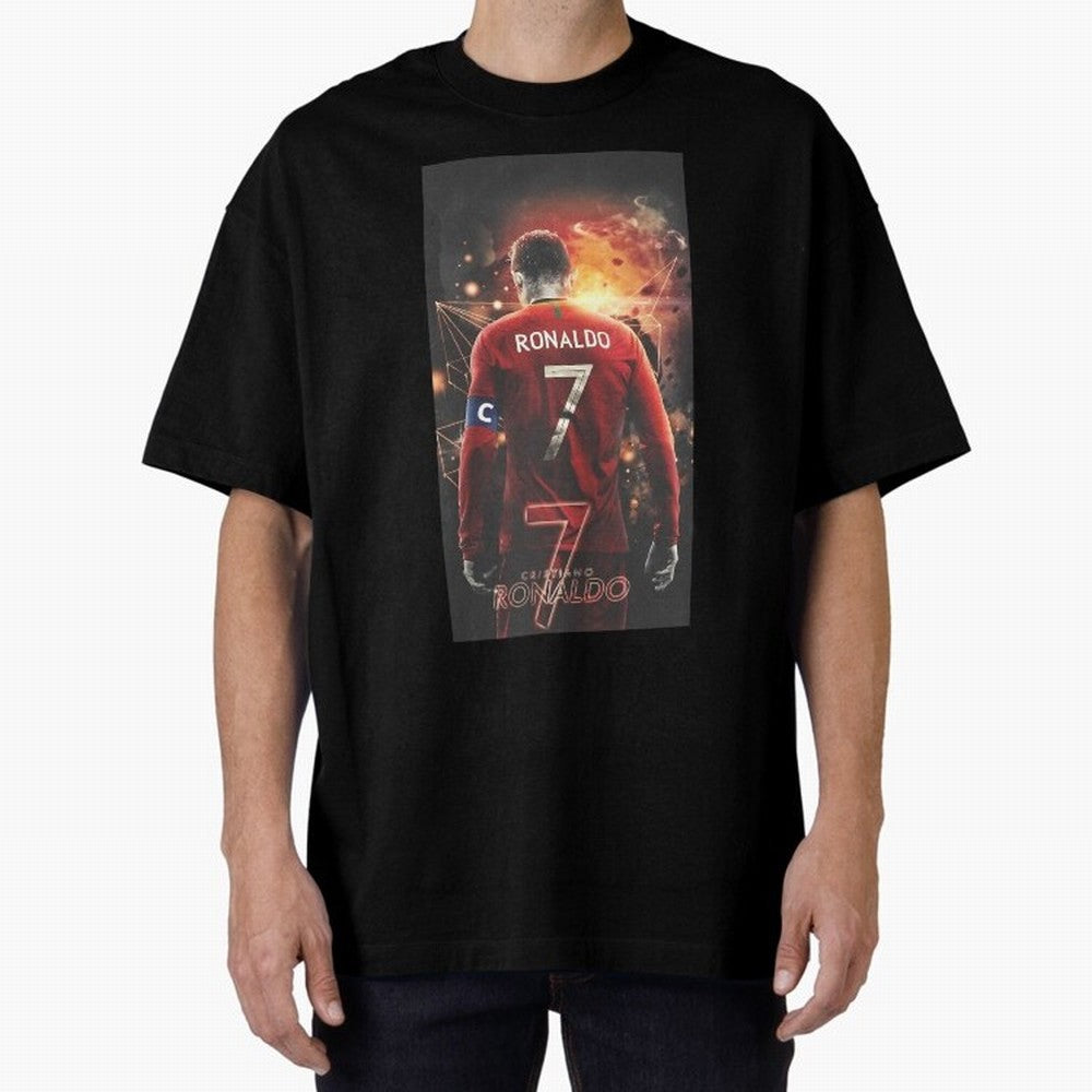 At Back Oversized T-Shirt Celebrate the Next Chapter of FIFA World Cup 2026 USA Canada Mexico Centered on Cristiano Ronaldo, Argentina and Brazil Energy, Retro Football Energy, Iconic Rivalries, Trophy Chase Drama and Stadium Atmosphere; Made for