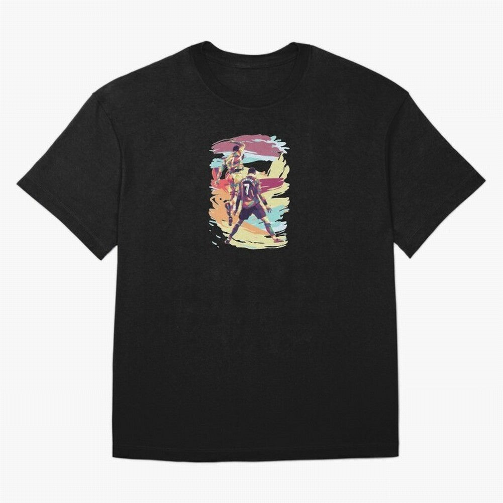 Illustration Cristiano Ronaldo CR7 Oversized T-Shirt Celebrate Unforgettable Nights in the FIFA World Cup 2026 Group Stage Journey through Mbappe and Neymar Highlights, Argentina, France and Brazil Pride, Classic Soccer Heritage, Championship