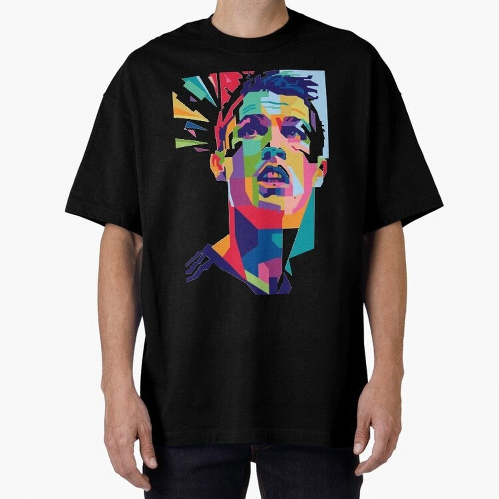 CR7 Sketch Oversized T-Shirt Celebrate Football Dreams Across FIFA World Cup 2026 for Fans of Mbappe and Germany, Bringing Vintage Soccer Flavor, Modern Football Stars, National Flags and Final Night Emotion; Ideal for Fans Who Follow Messi,