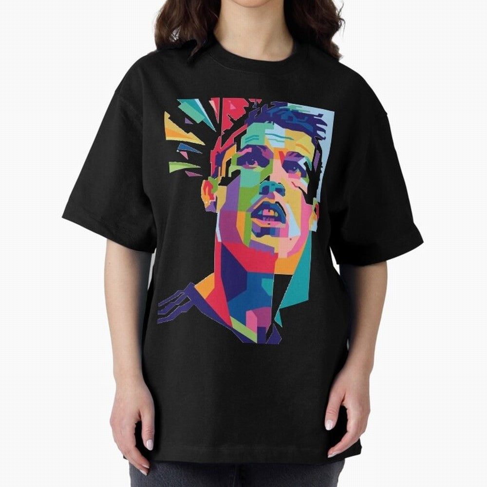 CR7 Sketch Oversized T-Shirt Celebrate Football Dreams Across FIFA World Cup 2026 for Fans of Mbappe and Germany, Bringing Vintage Soccer Flavor, Modern Football Stars, National Flags and Final Night Emotion; Ideal for Fans Who Follow Messi,