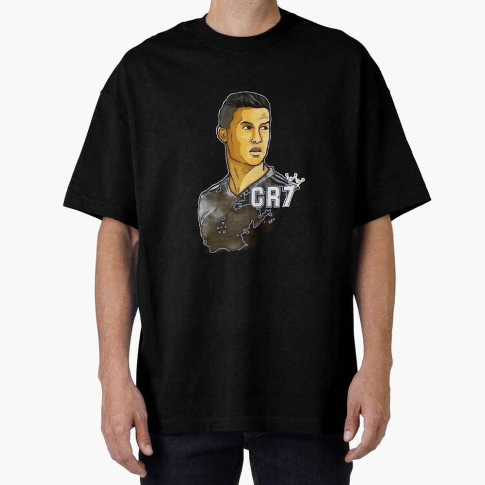 Cristiano Ronaldo digital art Oversized T-Shirt Represent Football Lovers during Global Football Passion for FIFA World Cup 2026 USA Canada Mexico, Centered on CR7 and Messi, Spain, Championship Spirit, Famous Goals, Roaring Crowds and