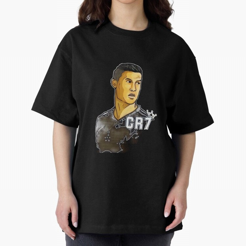 Cristiano Ronaldo digital art Oversized T-Shirt Represent Football Lovers during Global Football Passion for FIFA World Cup 2026 USA Canada Mexico, Centered on CR7 and Messi, Spain, Championship Spirit, Famous Goals, Roaring Crowds and