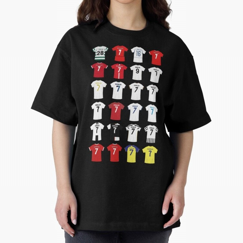 Cristiano Ronaldo Football Oversized T-Shirt Bring Trophy Dreams to FIFA World Cup 2026 Group Stage for Fans of Haaland and England, Bringing Stadium Chants, National Pride, Trophy Dreams and Unforgettable Football Memories; Perfect for People Who