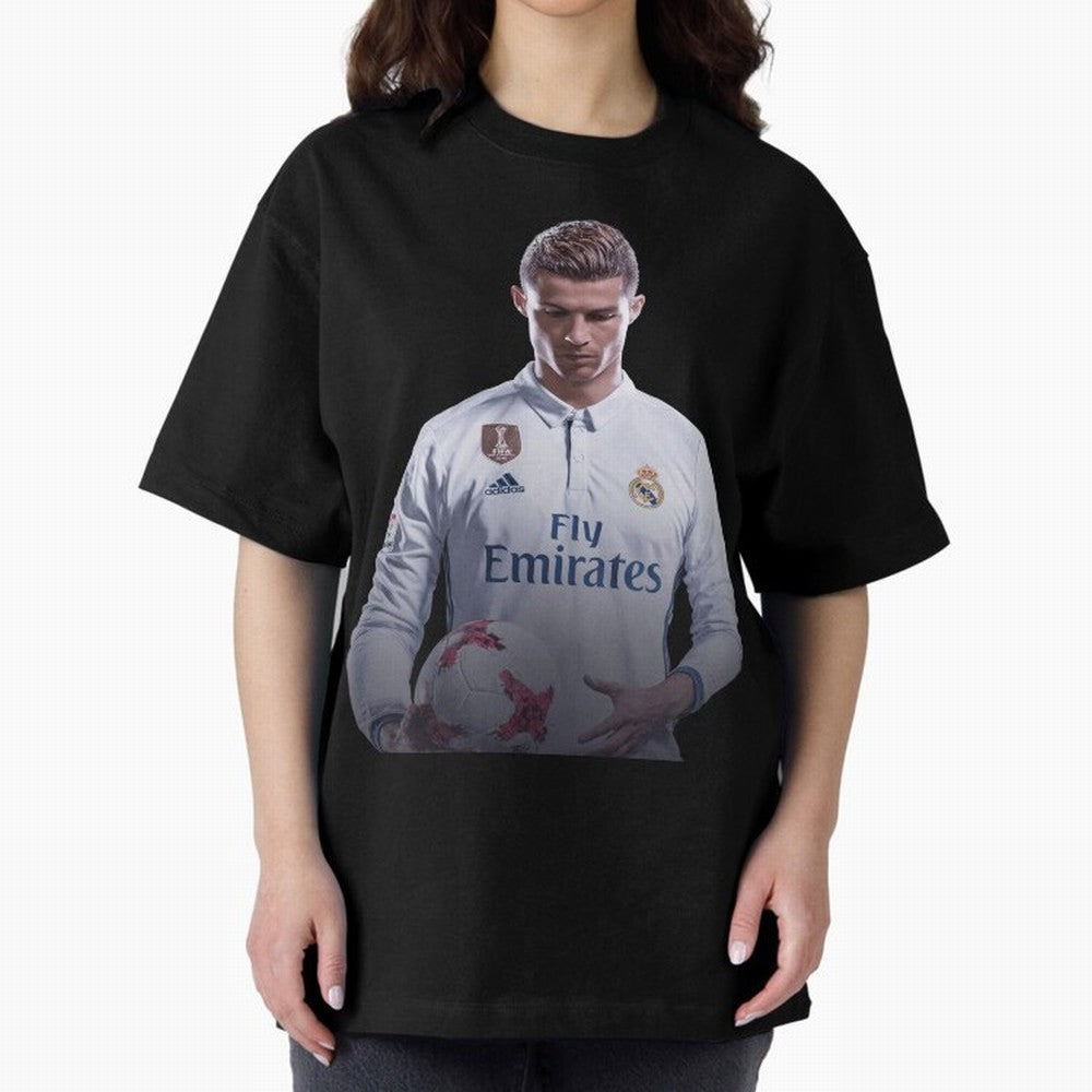 Ronaldo Madrid Jersey Poster Oversized T-Shirt Join Supporters Worldwide for FIFA World Cup 2026 Featuring Neymar, Argentina, France and Brazil Energy, Vintage Soccer Flavor, Modern Football Stars, National Flags and Final Night Emotion; Created