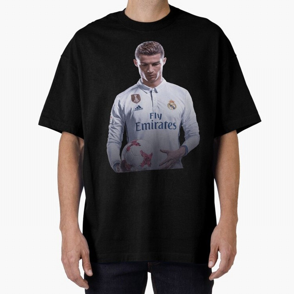 Ronaldo Madrid Jersey Poster Oversized T-Shirt Join Supporters Worldwide for FIFA World Cup 2026 Featuring Neymar, Argentina, France and Brazil Energy, Vintage Soccer Flavor, Modern Football Stars, National Flags and Final Night Emotion; Created