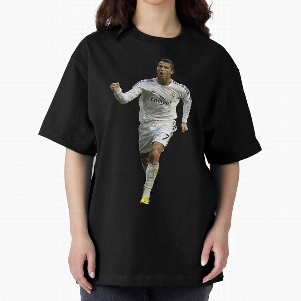 Cristiano Cool Sticker Oversized T-Shirt Celebrate Every Goal in FIFA World Cup 2026 Group Stage for Fans of CR7 and Messi and Argentina and Brazil, Bringing Goal Celebration Energy, Supporter Heritage, Football Icons and Worldwide Tournament Joy;