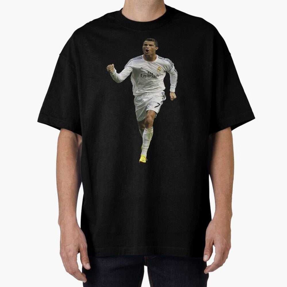 Cristiano Cool Sticker Oversized T-Shirt Celebrate Every Goal in FIFA World Cup 2026 Group Stage for Fans of CR7 and Messi and Argentina and Brazil, Bringing Goal Celebration Energy, Supporter Heritage, Football Icons and Worldwide Tournament Joy;