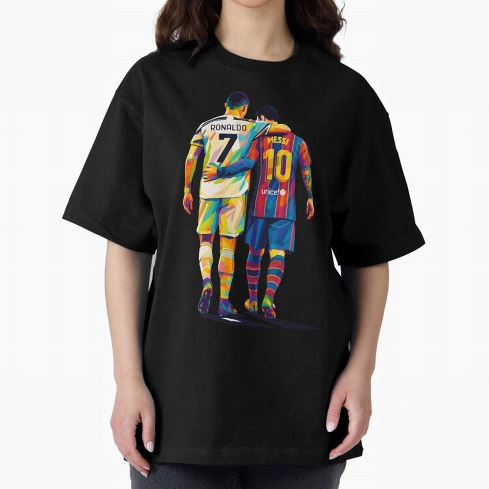 Cristiano Ronaldo and Messi Wpap Art Oversized T-Shirt Make Your Look Match FIFA World Cup 2026 USA Canada Mexico Driven by Cristiano Ronaldo, England and Germany Energy, Vintage Soccer Flavor, Modern Football Stars, National Flags and Final Night