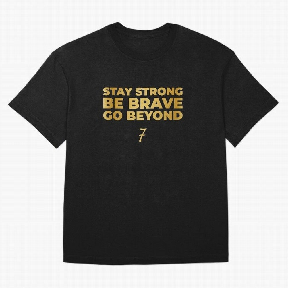 Stay Strong, Be Brave, Go Beyond (Gold Edition) Oversized T-Shirt Bring Global Tournament Vibes to FIFA World Cup 2026 USA Canada Mexico Connected to Cristiano Ronaldo, Haaland and CR7, France and Portugal Energy, Vintage Soccer Flavor, Modern